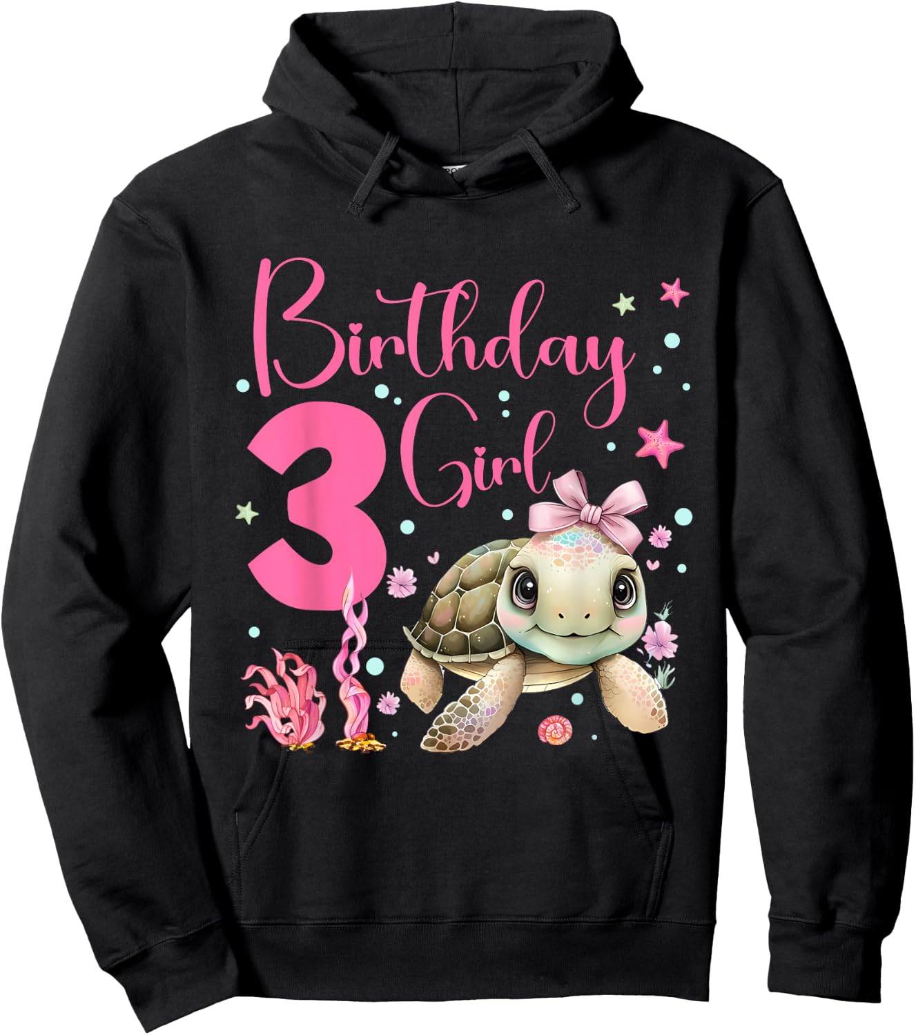Sea Turtle Kids 3rd Birthday Ocean Party Theme Under The Sea Hoodie - Hoodie | Black