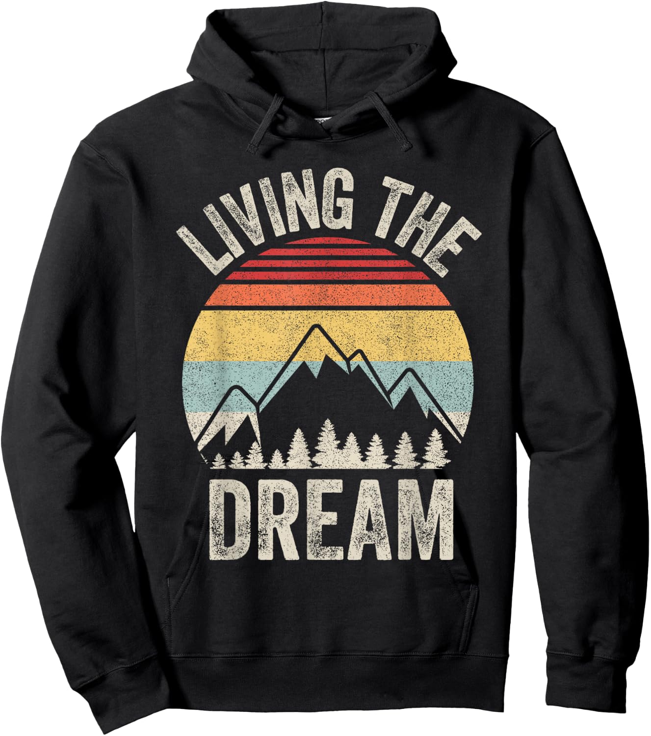 Vintage Retro Living The Dream Shirt Funny Saying Hoodie - Hoodie | Black