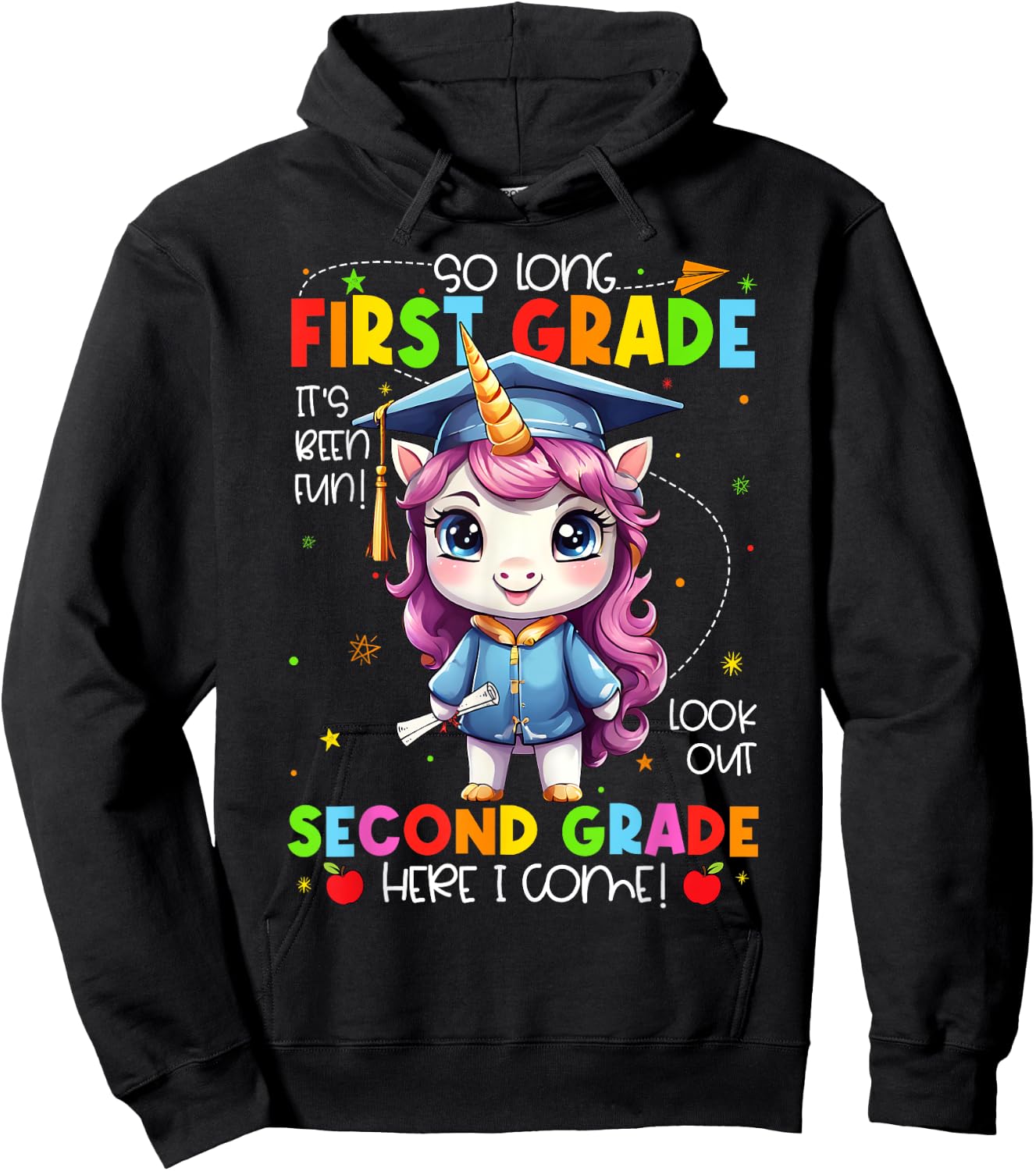 Unicorn So Long 1st Grade Graduation Last Day Of School Hoodie - Hoodie | Black