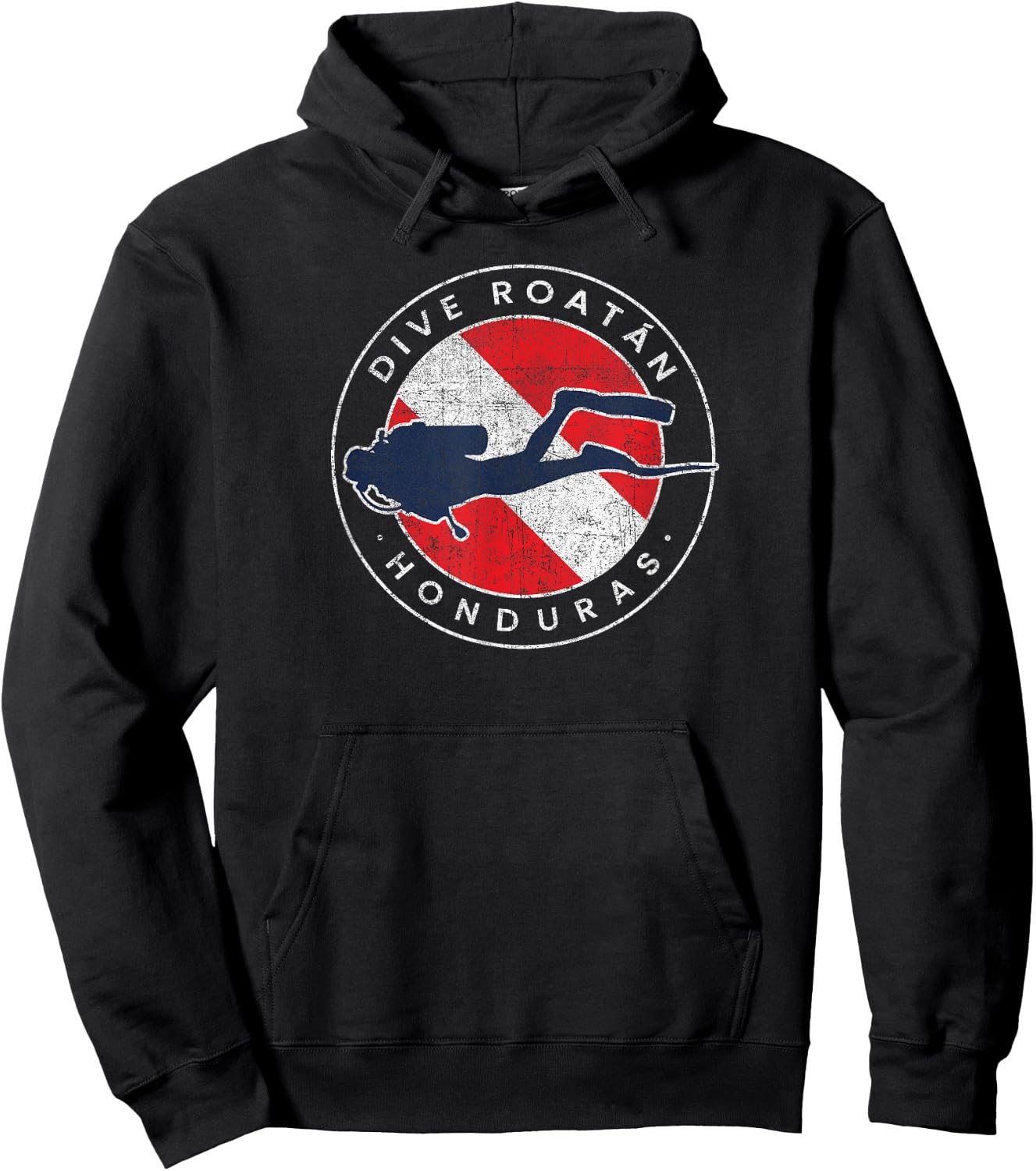 Retro Roatan Honduras Diving Flag Scuba Dive Hoodie - Hoodie | Black