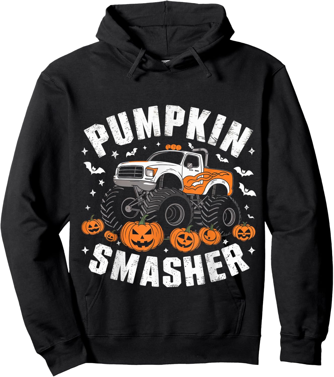 Pumpkin Smasher Halloween Monster Truck Dad Mom Kids Hoodie - Hoodie | Black