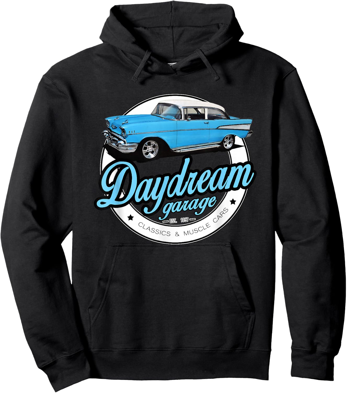 1957 57 Chevys Truck Vintage Cars Bel Air Garage Hoodie - Hoodie | Black