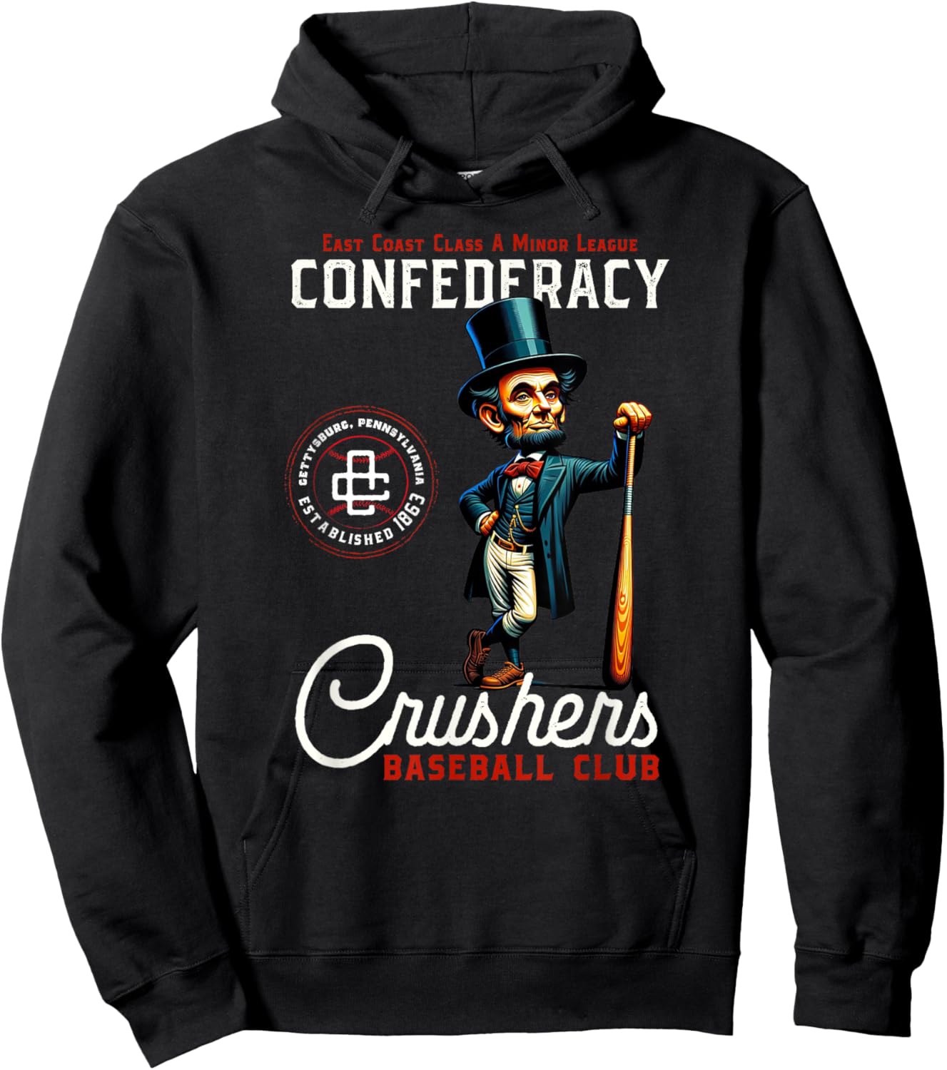 Confederacy Crushers Retro Minor League Baseball Team Hoodie - Hoodie | Black