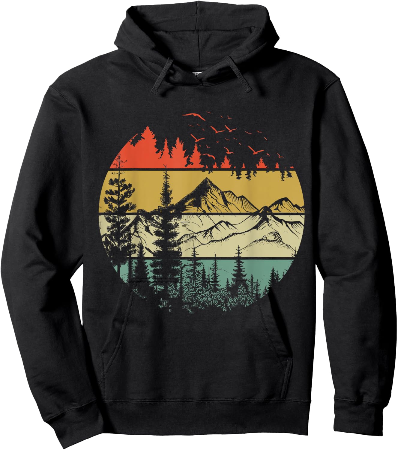Retro Forest Trees Outdoors Nature Women Men Vintage Graphic Hoodie - Hoodie | Black