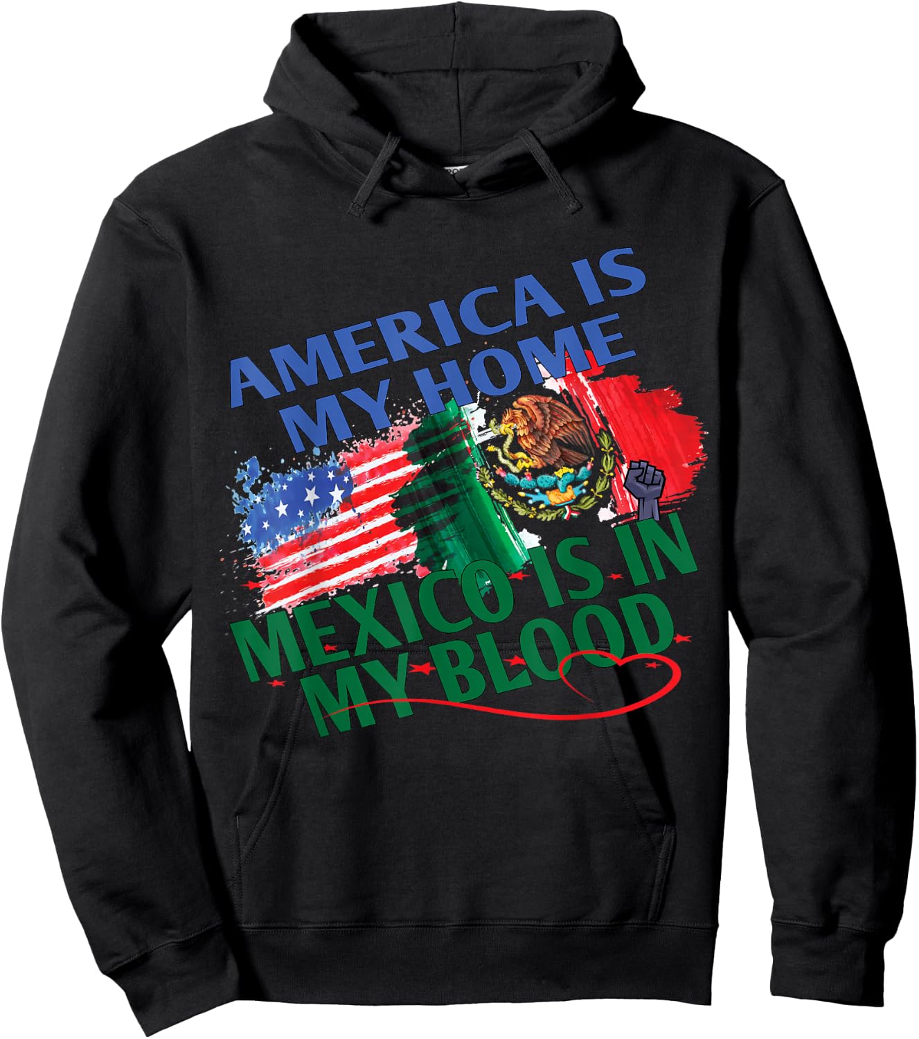 America Is My Home Mexico Is In My Blood Gifts With Flags Hoodie - Hoodie | Black