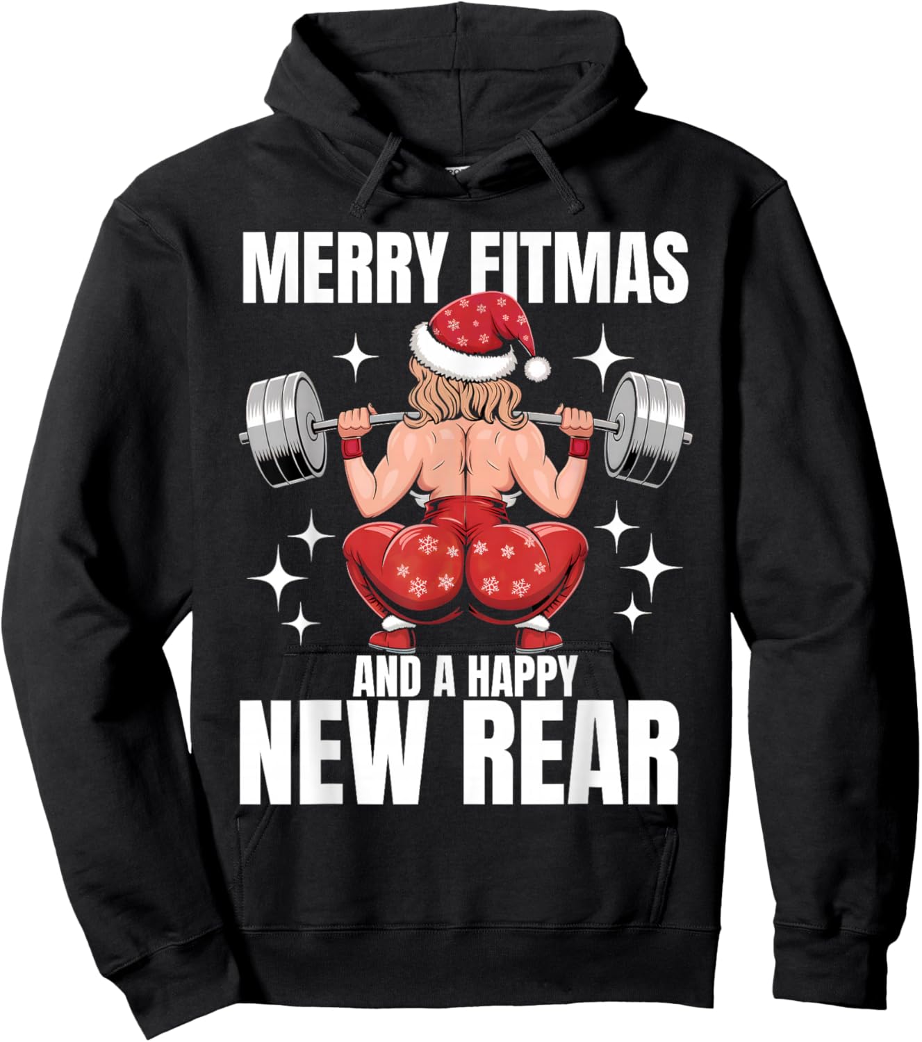 Merry Fitmas And Happy New Rear Year Fitness Weight Lifting Hoodie - Hoodie | Black