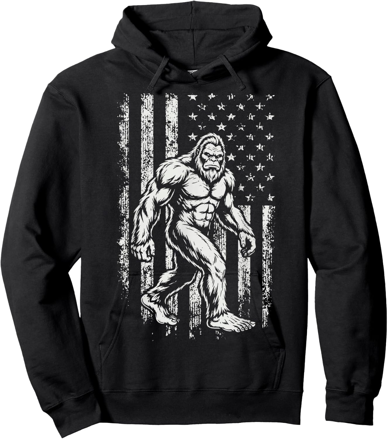 Bigfoot US Flag 4th of July Hoodie - Hoodie | Black
