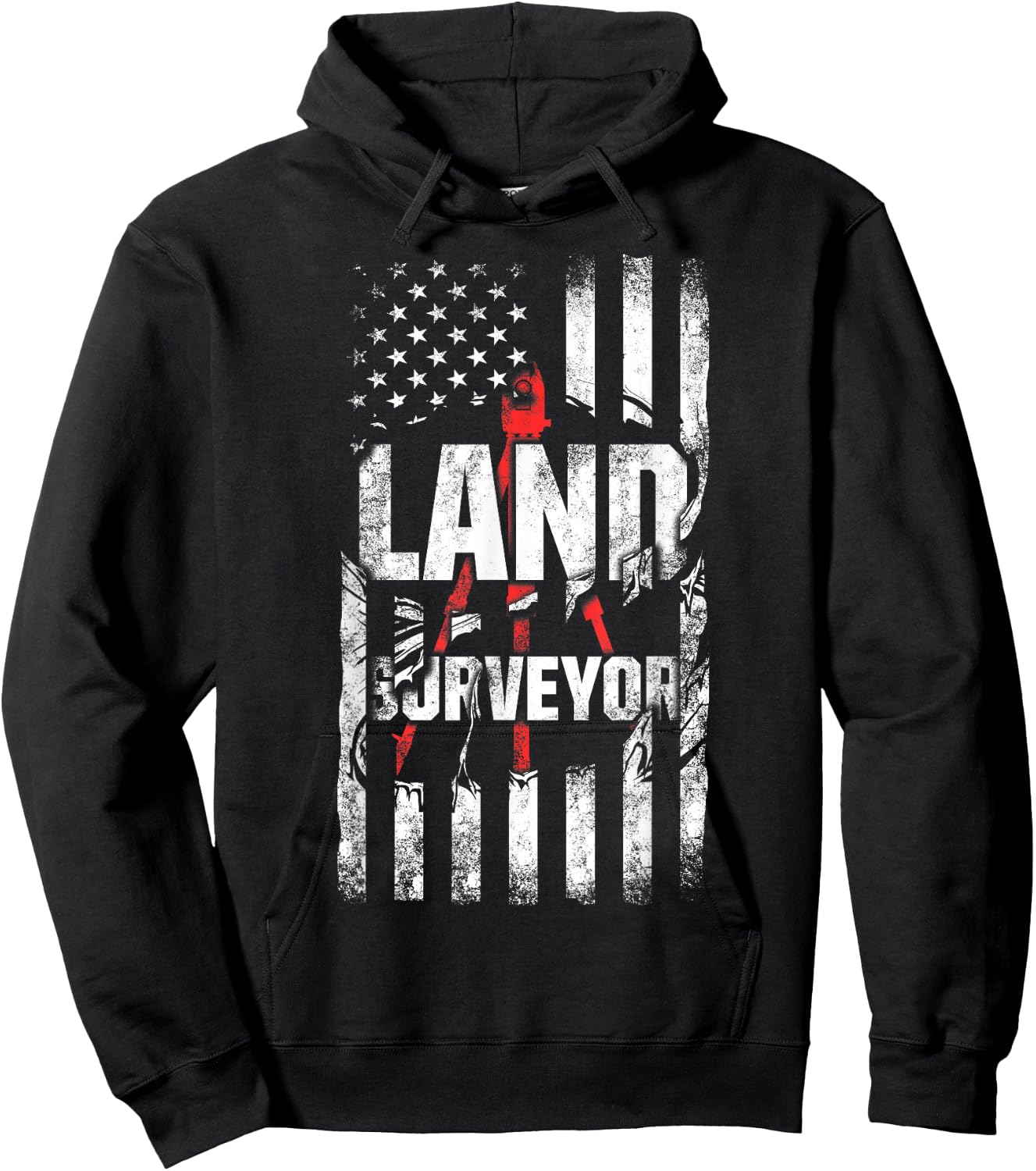 Land Surveying Flag Funny Surveyor Gifts Hoodie - Hoodie | Black