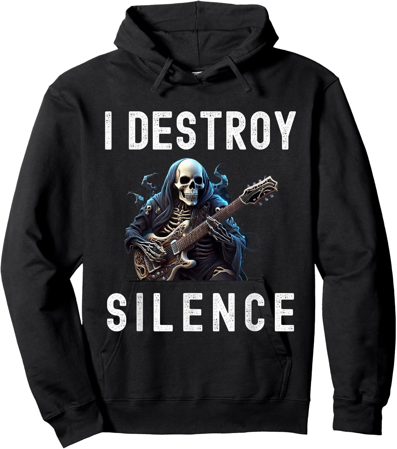 I Destroy Silence Ghost Guitar Funny Guitar Hoodie - Hoodie | Black