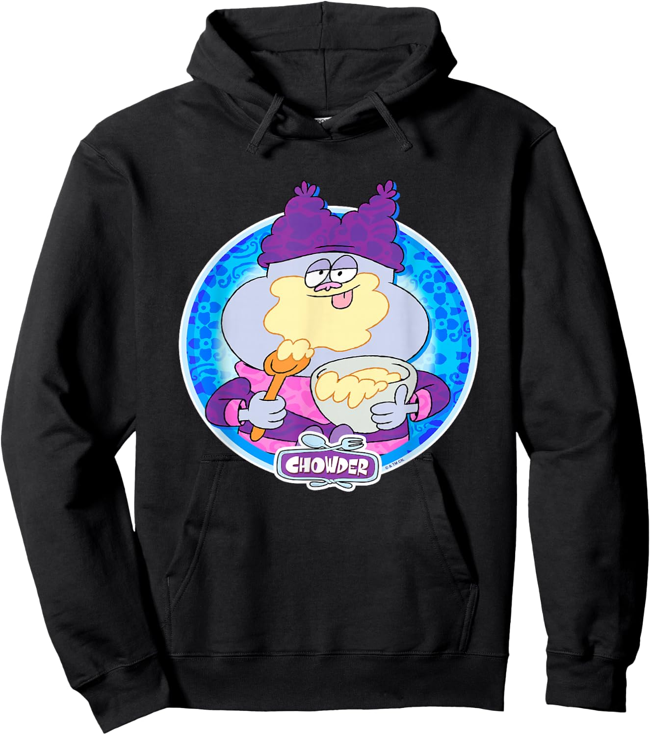 Chowder Licking The Spoon With Bowl Mix Vintage Portrait Hoodie - Hoodie | Black