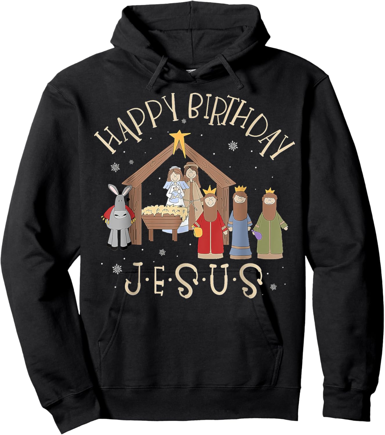 Happy Birthday Jesus Christmas Nativity Christian Hoodie - Hoodie | Black