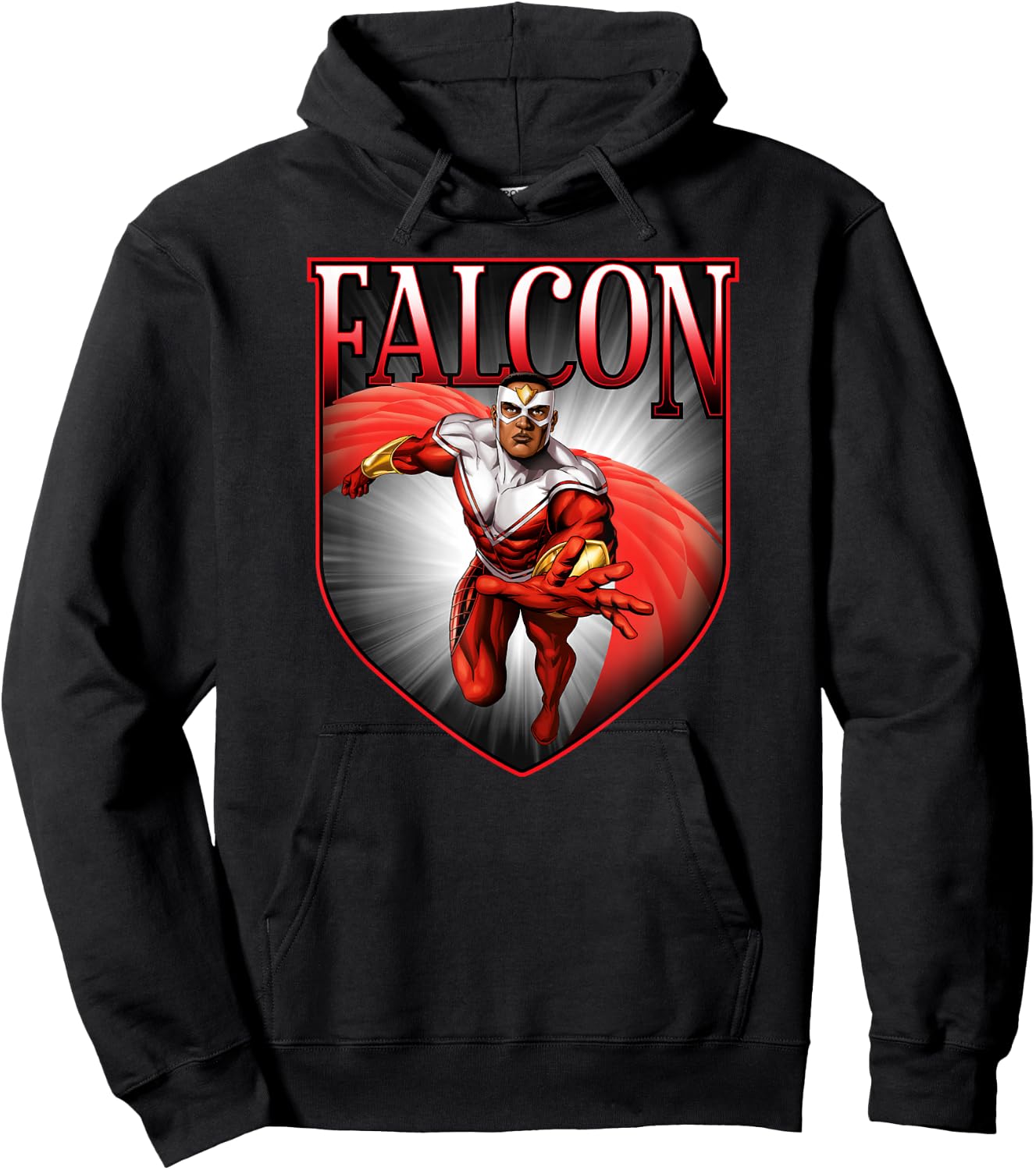Marvel Avengers Falcon Graphic Comic Color Badge Hoodie - Hoodie | Black
