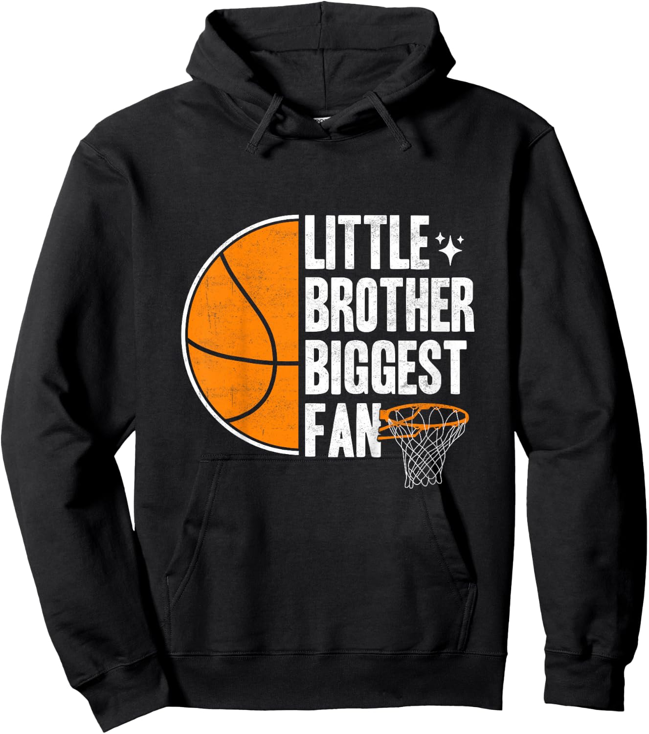 Kids Basketball Little brother Biggest Fan Basketball brother Hoodie - Hoodie | Black