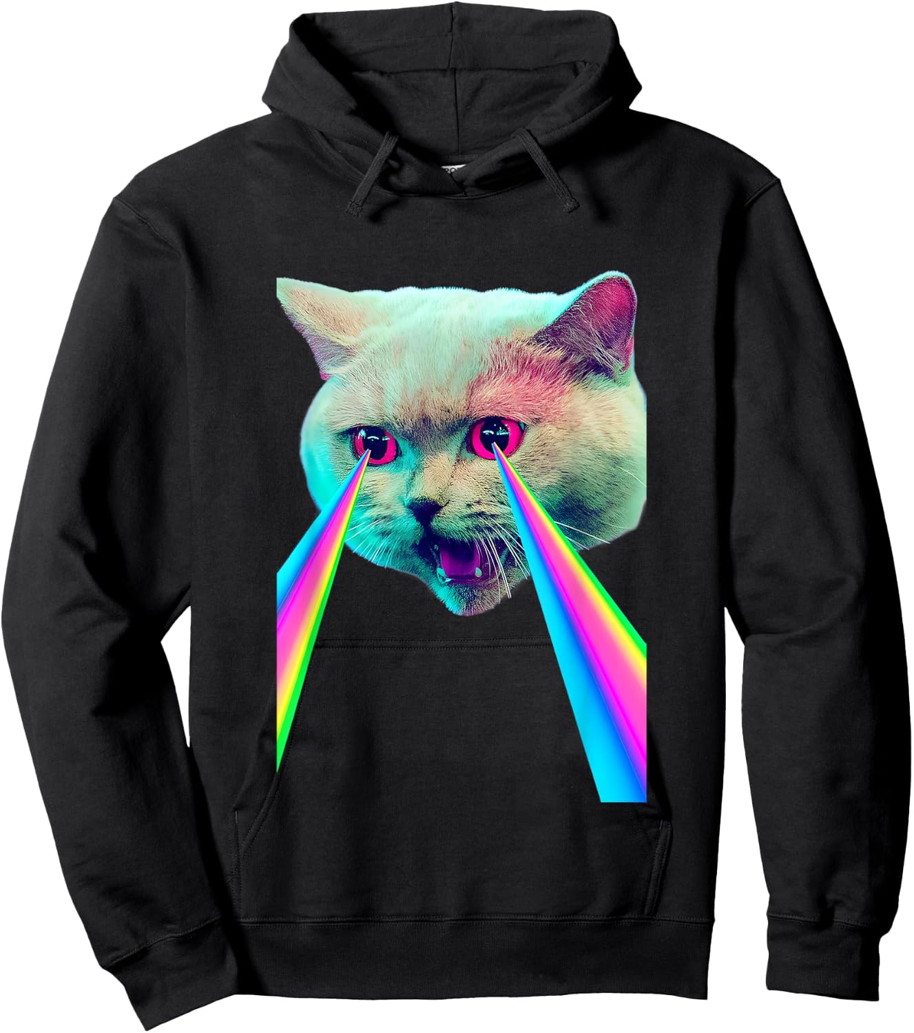 Laser Eyes Space Cat Funny Laser Cat Cute Space Cat Kitten Hoodie - Hoodie | Black