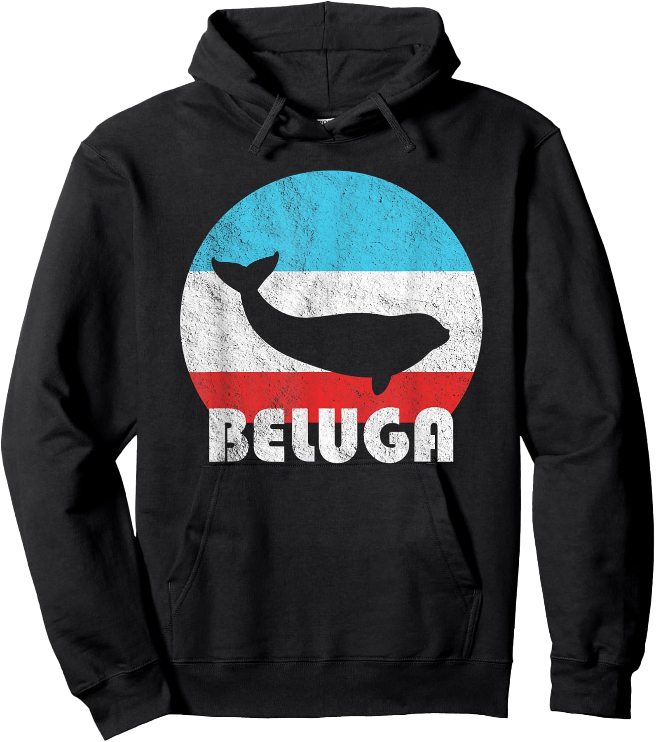 Beluga Whale Vintage Retro Silhouette Gift Hoodie - Hoodie | Black