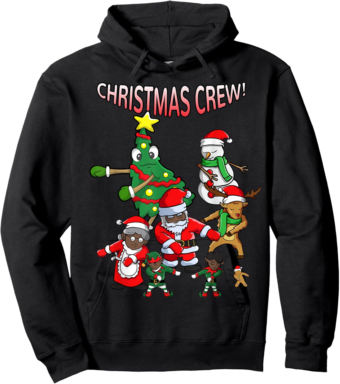 Santa Black African American Christmas Crew Flossing Floss Hoodie - Hoodie | Black