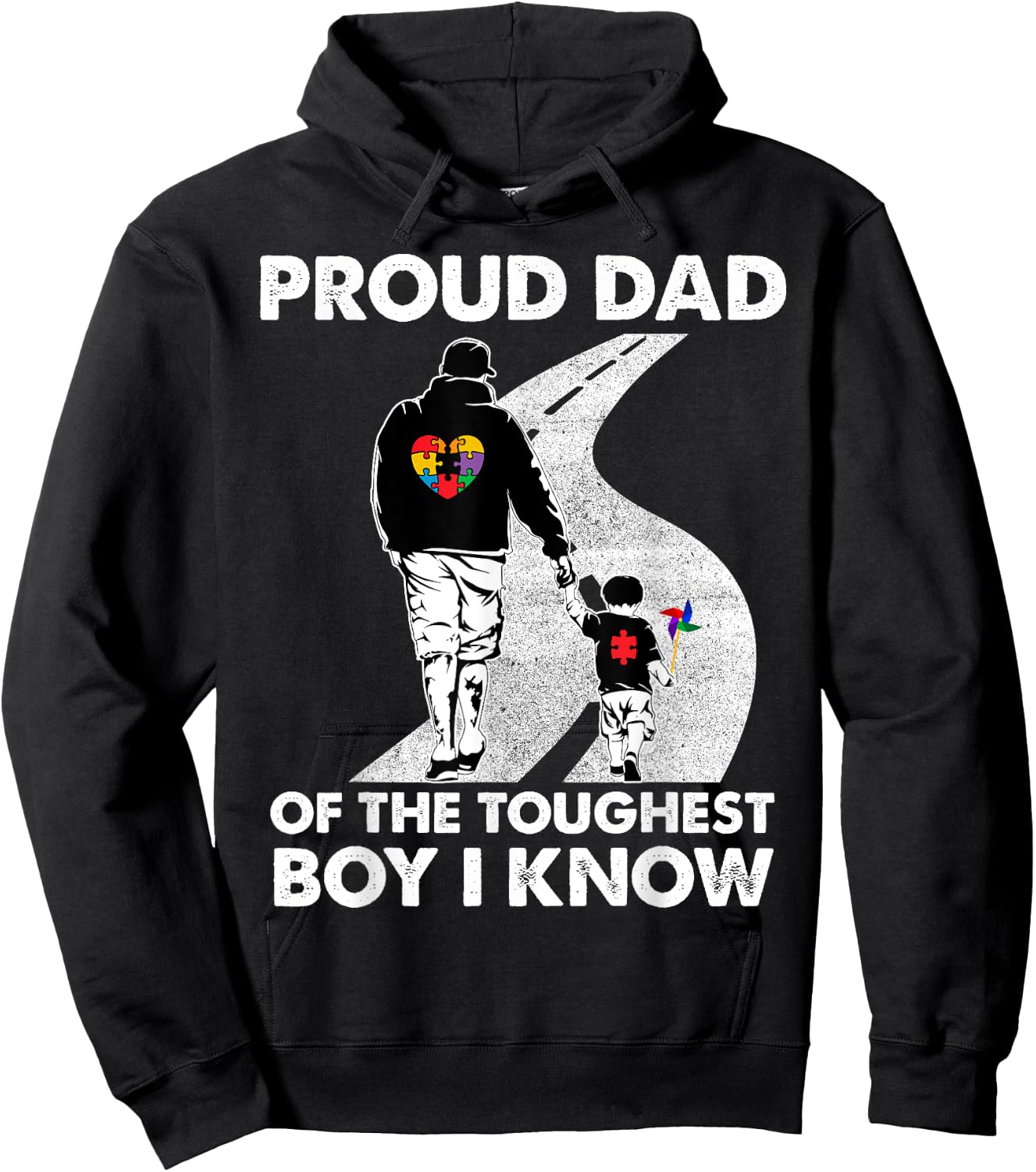 Proud Dad Of The Toughest Boy I Know Autism Awareness Gift Hoodie - Hoodie | Black