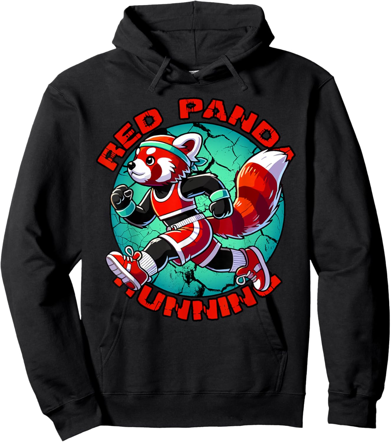 Red Panda Running Funny Runner Hoodie - Hoodie | Black