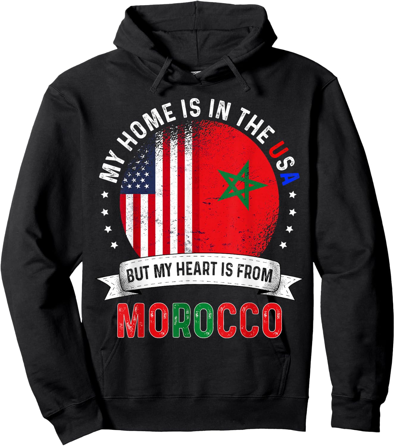 Moroccan American Patriot Heart is from Morocco Flag Hoodie - Hoodie | Black