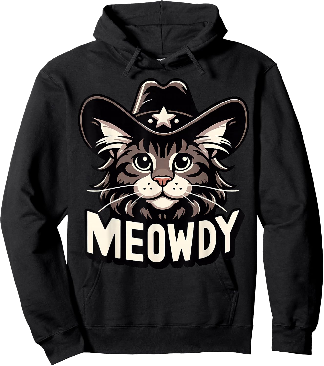 Meowdy Funny Cat Maine Coon Country Music Cowboy Kitten Hoodie - Hoodie | Black