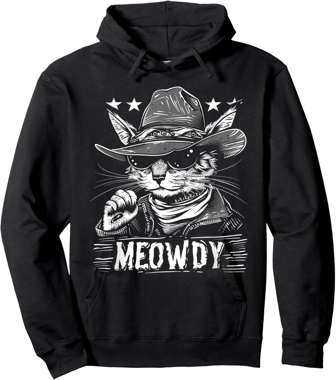Meowdy Cat, Cowboy Kitten, Country Music Hoodie - Hoodie | Black
