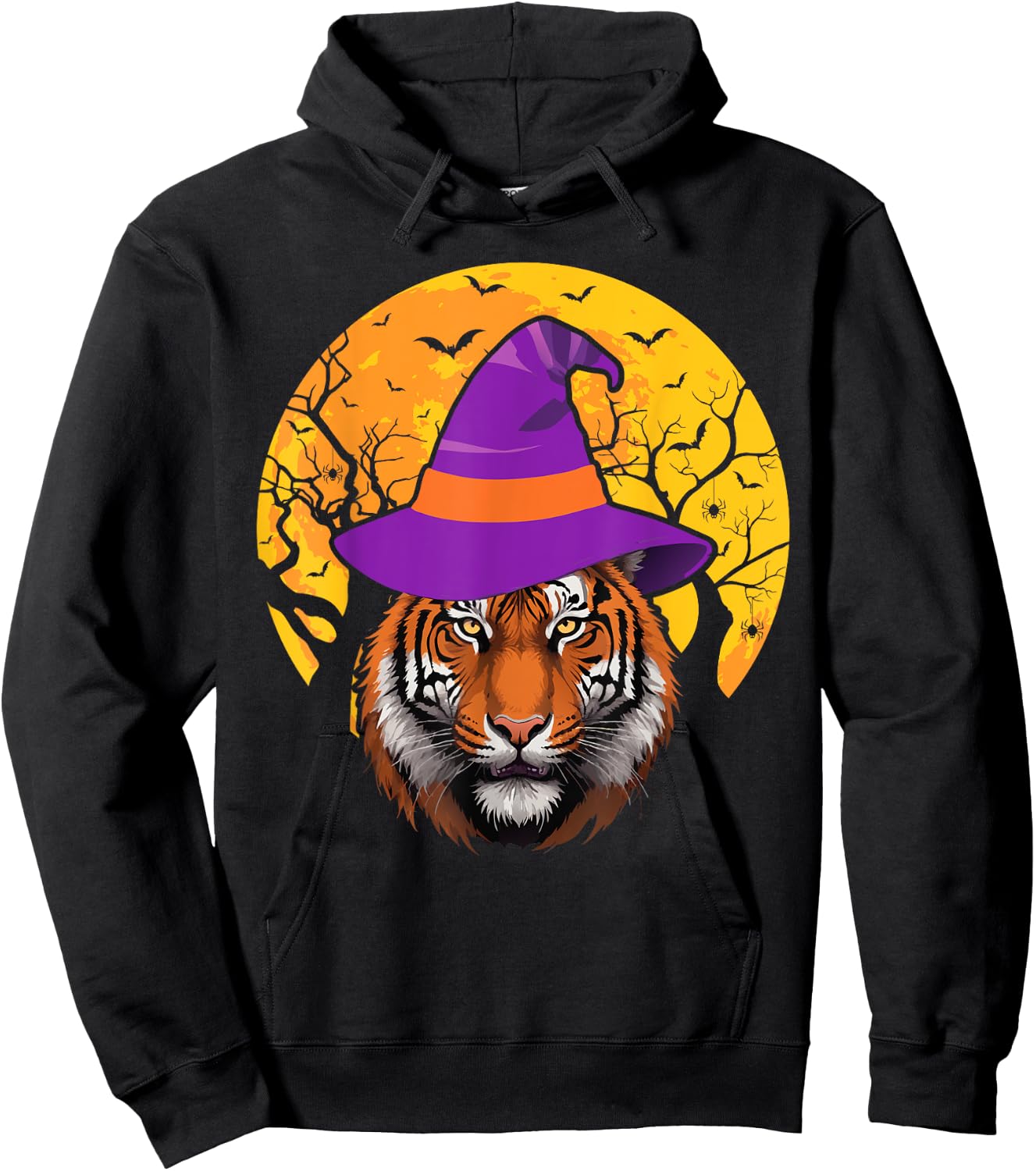 Tiger Witch Hat Funny Halloween Tiger Lover Whisperer Hoodie - Hoodie | Black