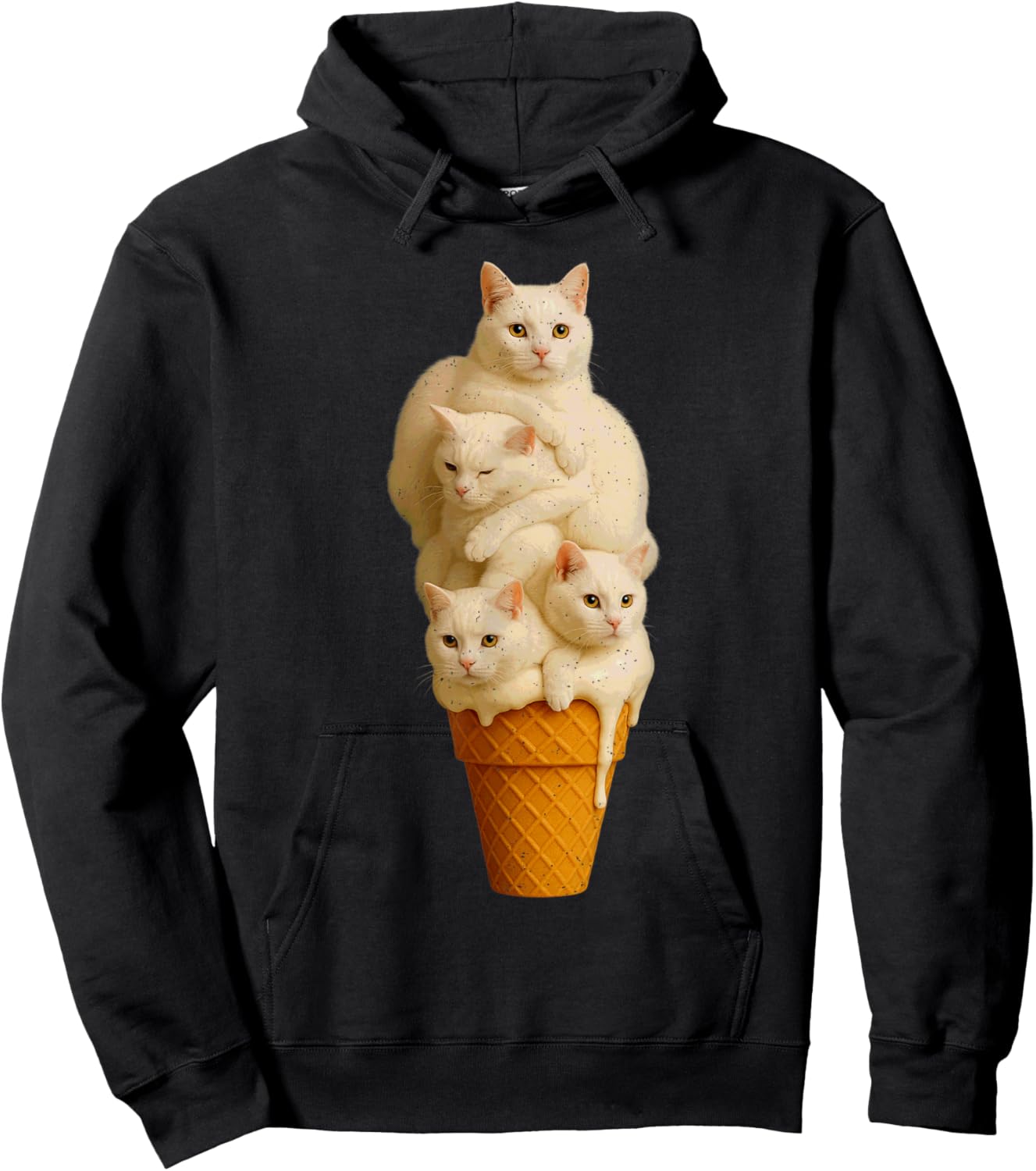Cat Ice Cream Cute Pet Kitten Lover Feline Summer Vibes Hoodie - Hoodie | Black