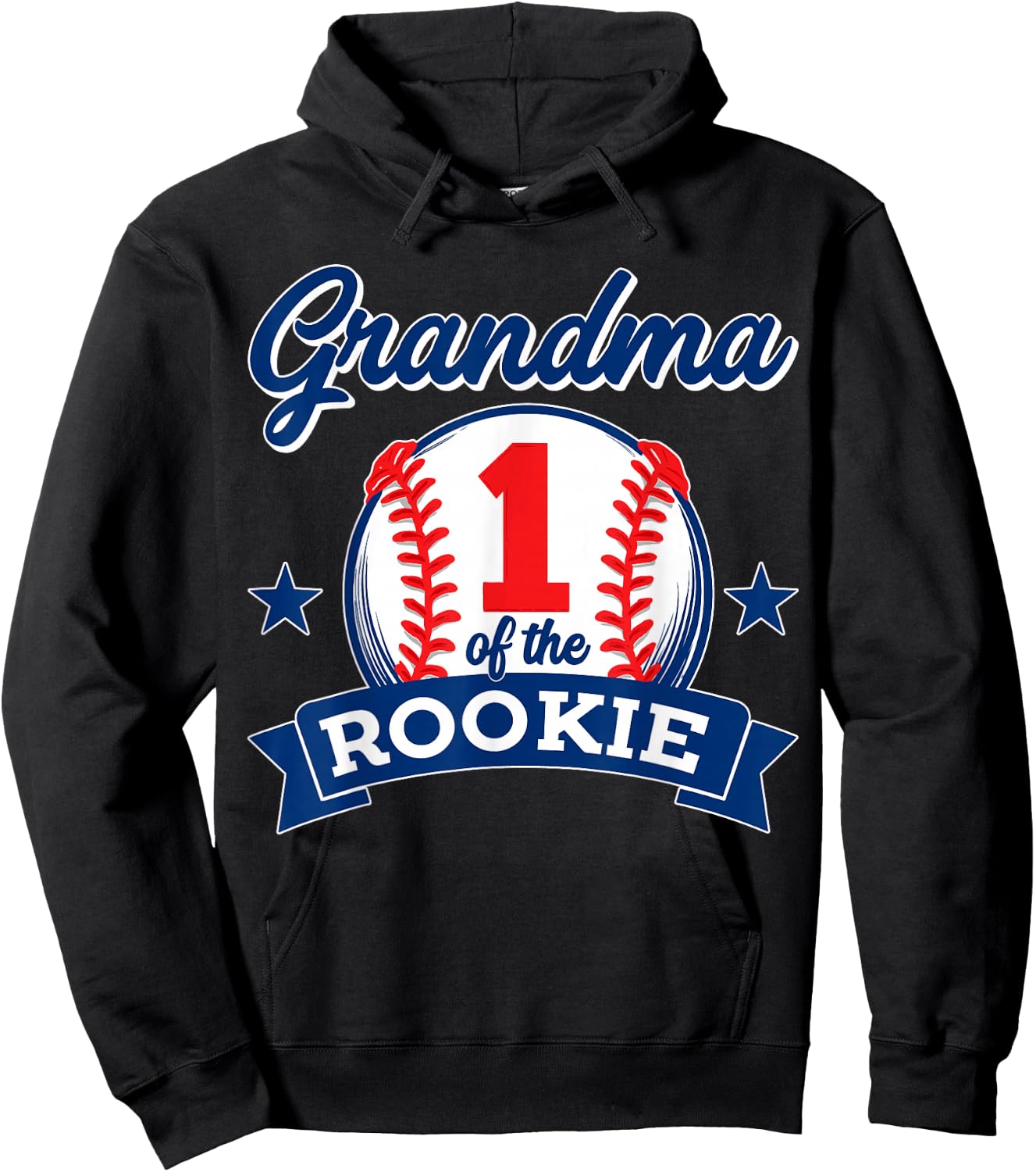 Grandma of Rookie 1st Birthday Baseball Theme Matching Party Hoodie - Hoodie | Black