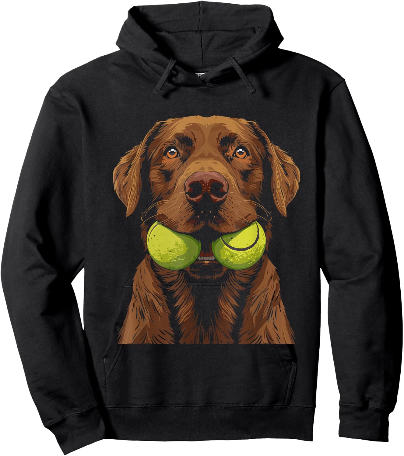 Funny Dog Biting Yellow Tennis Ball Dog Hoodie - Hoodie | Black