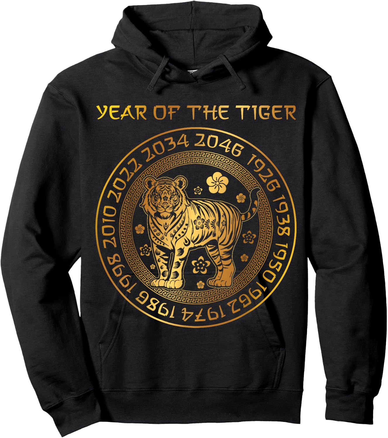 Chinese New Year Of The Tiger Chinese Zodiac Years 2034 , Small, Black Hoodie - Hoodie | Black