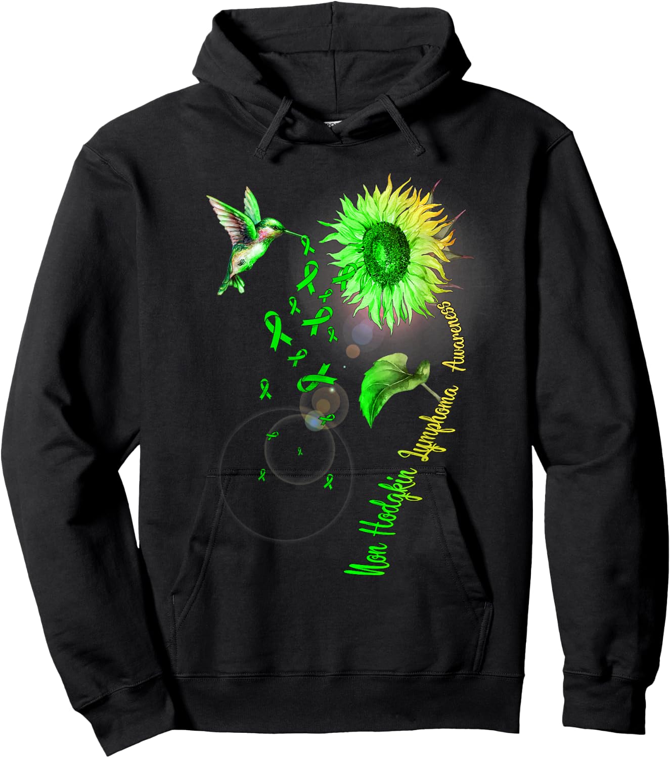Non-Hodgkin Lymphoma Sunflower Hummingbird Hoodie - Hoodie | Black