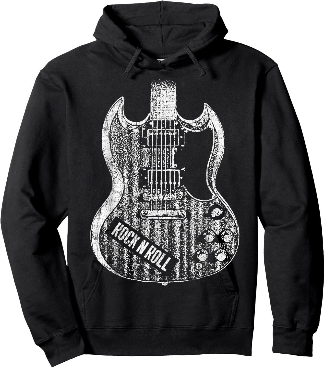 Rock and Roll Guitar Vintage ROCK Music Hoodie - Hoodie | Black