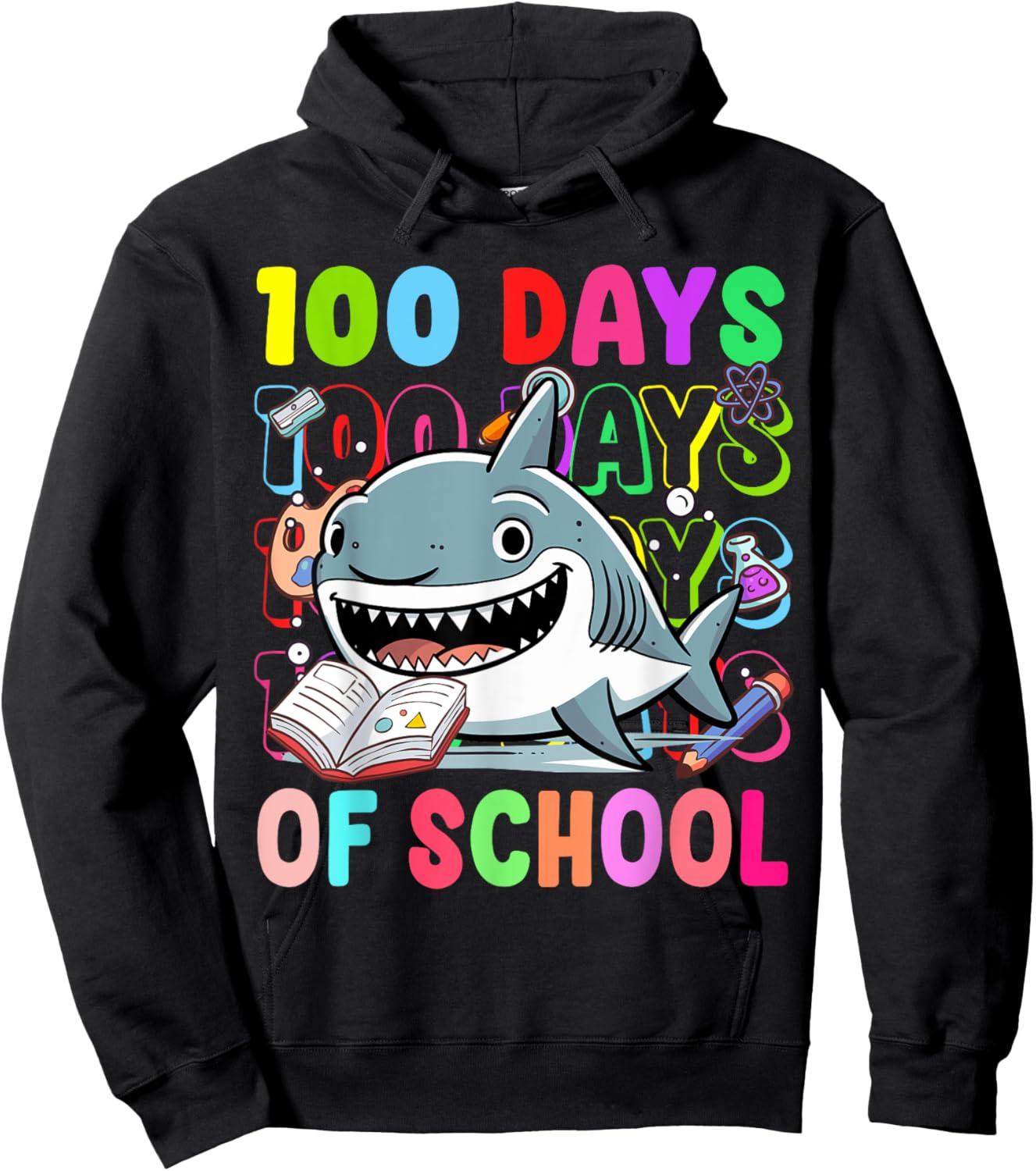 100 Days Of School Shark Lovers Boy Girl Kids Hoodie - Hoodie | Black
