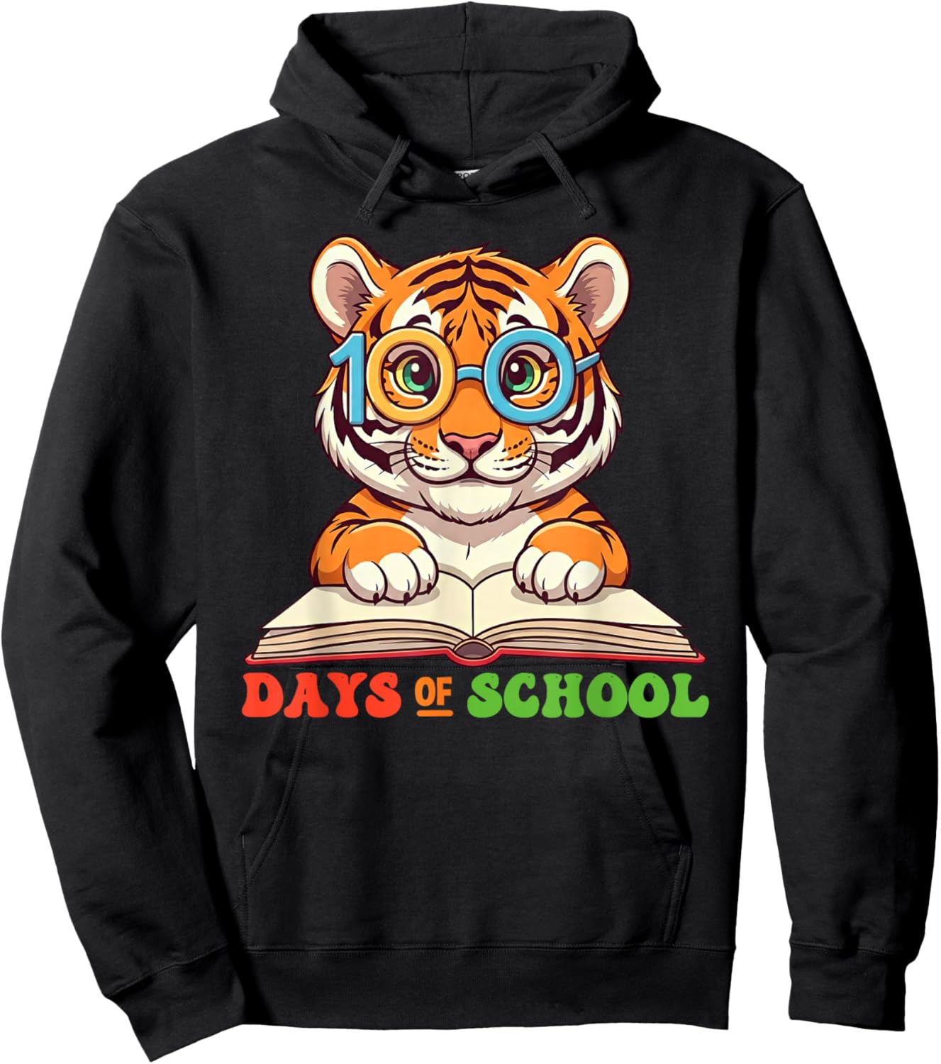 Funny Tiger 100th Day Of School Teacher Kids Hoodie - Hoodie | Black