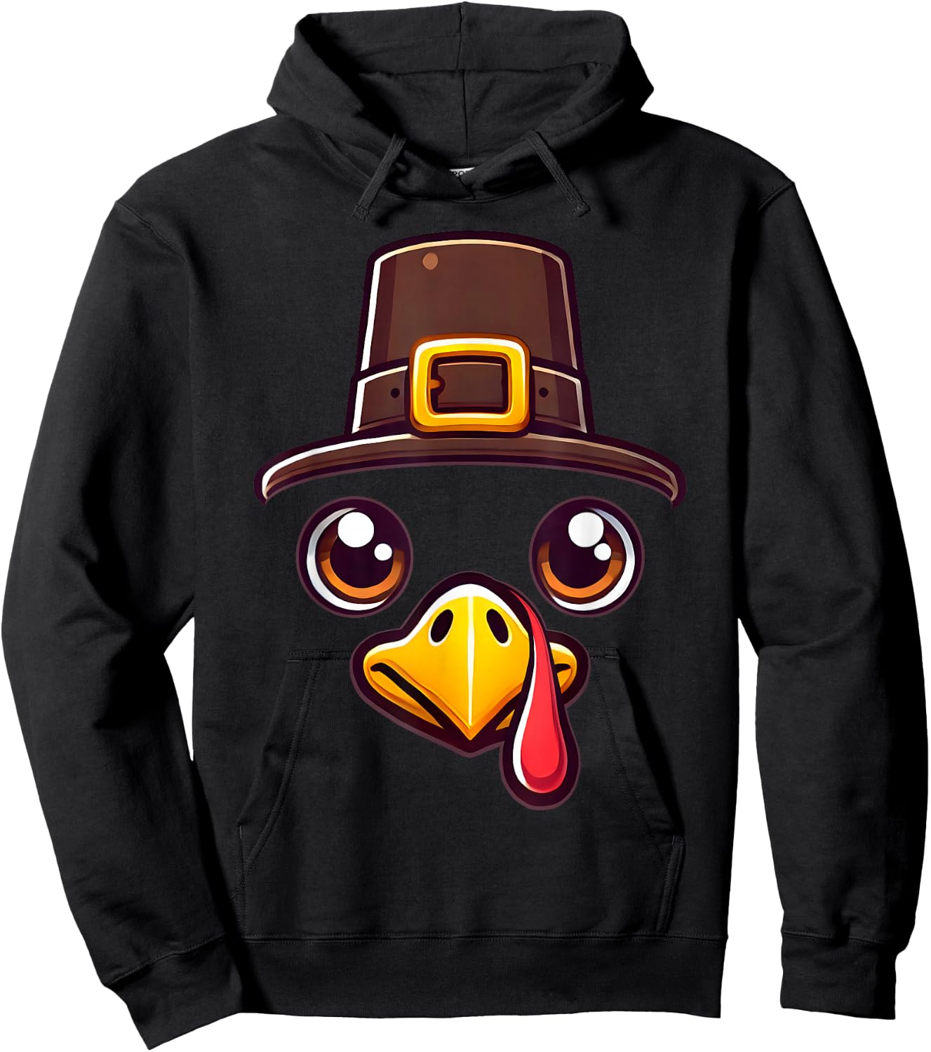 Turkey Face Pilgrim Thanksgiving Hoodie - Hoodie | Black