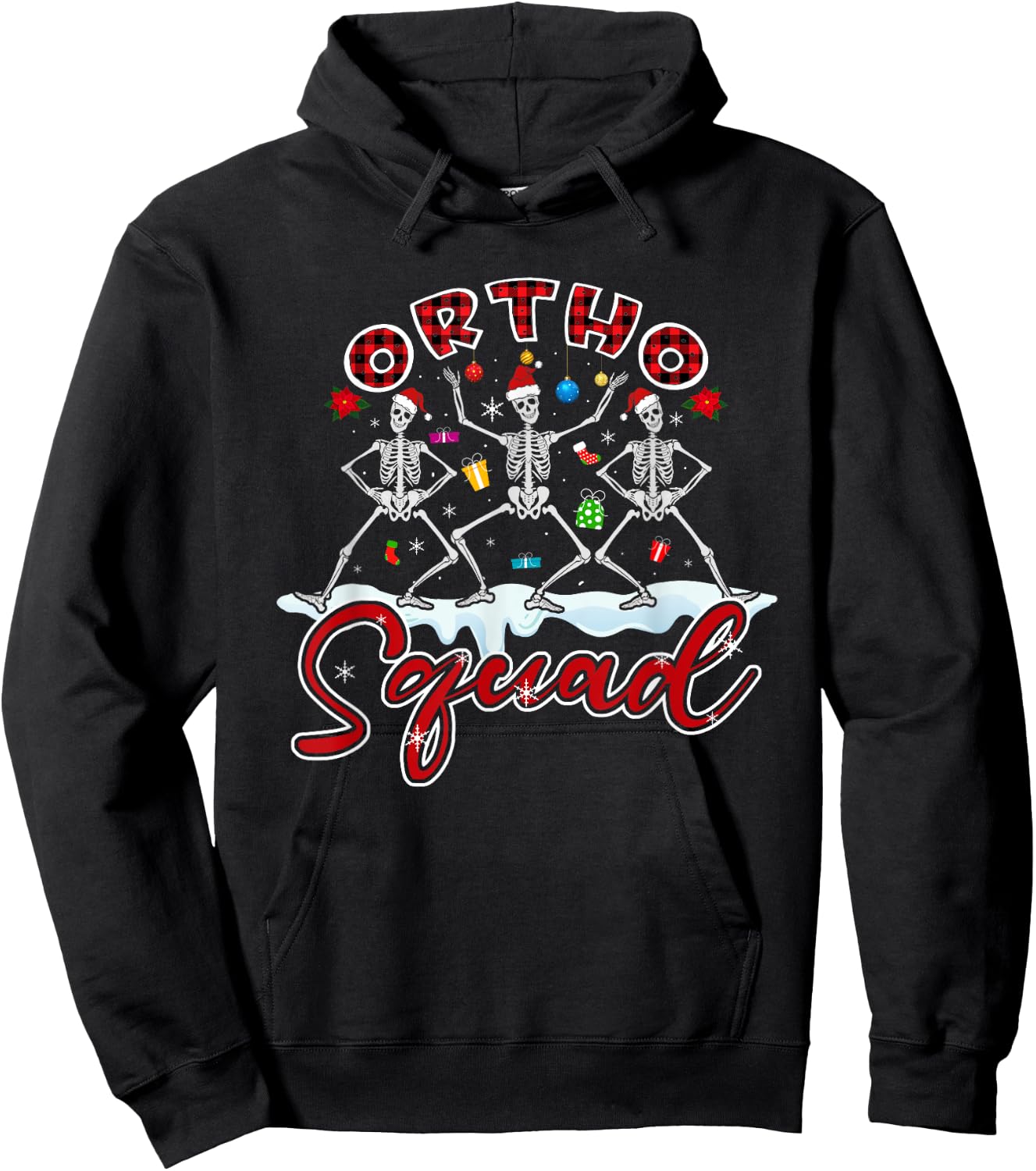Ortho Squad Christmas Skeletons Orthopedics Nurse Rn Crew Hoodie - Hoodie | Black