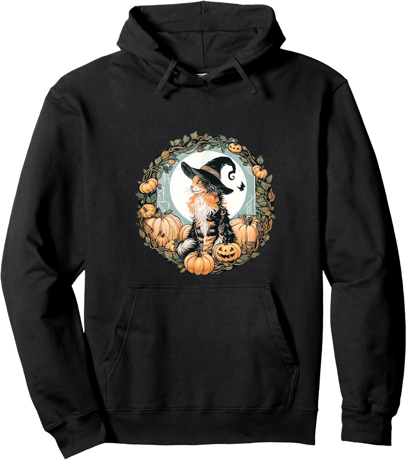 Halloween Dilute Calico Maine Coon Cat Illustration Hoodie - Hoodie | Black