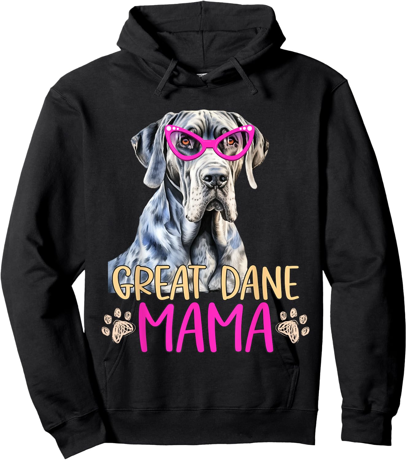 Great Dane Dog Breed Mama Cute Puppy Mother Hoodie - Hoodie | Black