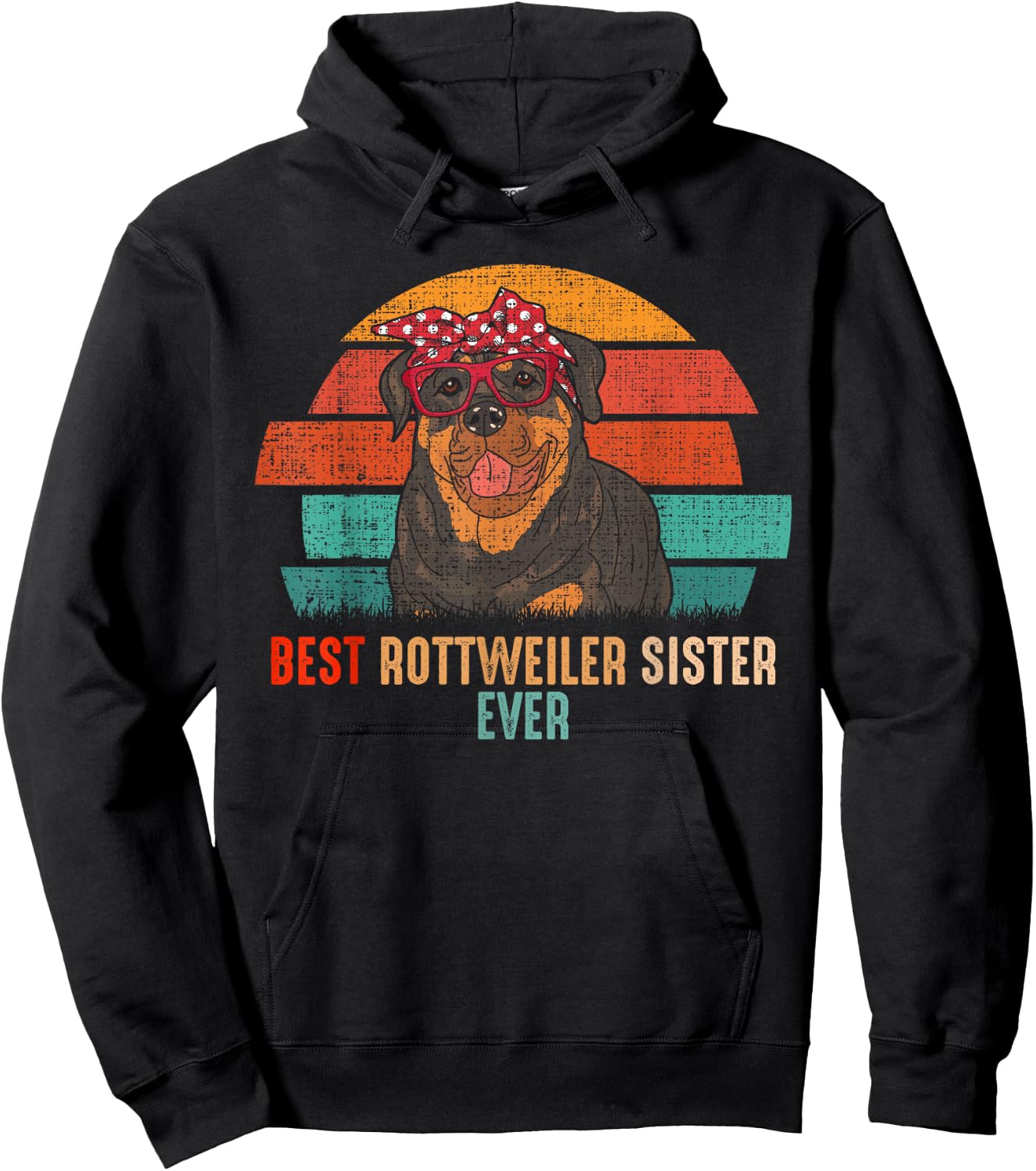 mb Vintage Best Rottweiler Sister Ever Dog Pets Lovers Women Hoodie - Hoodie | Black