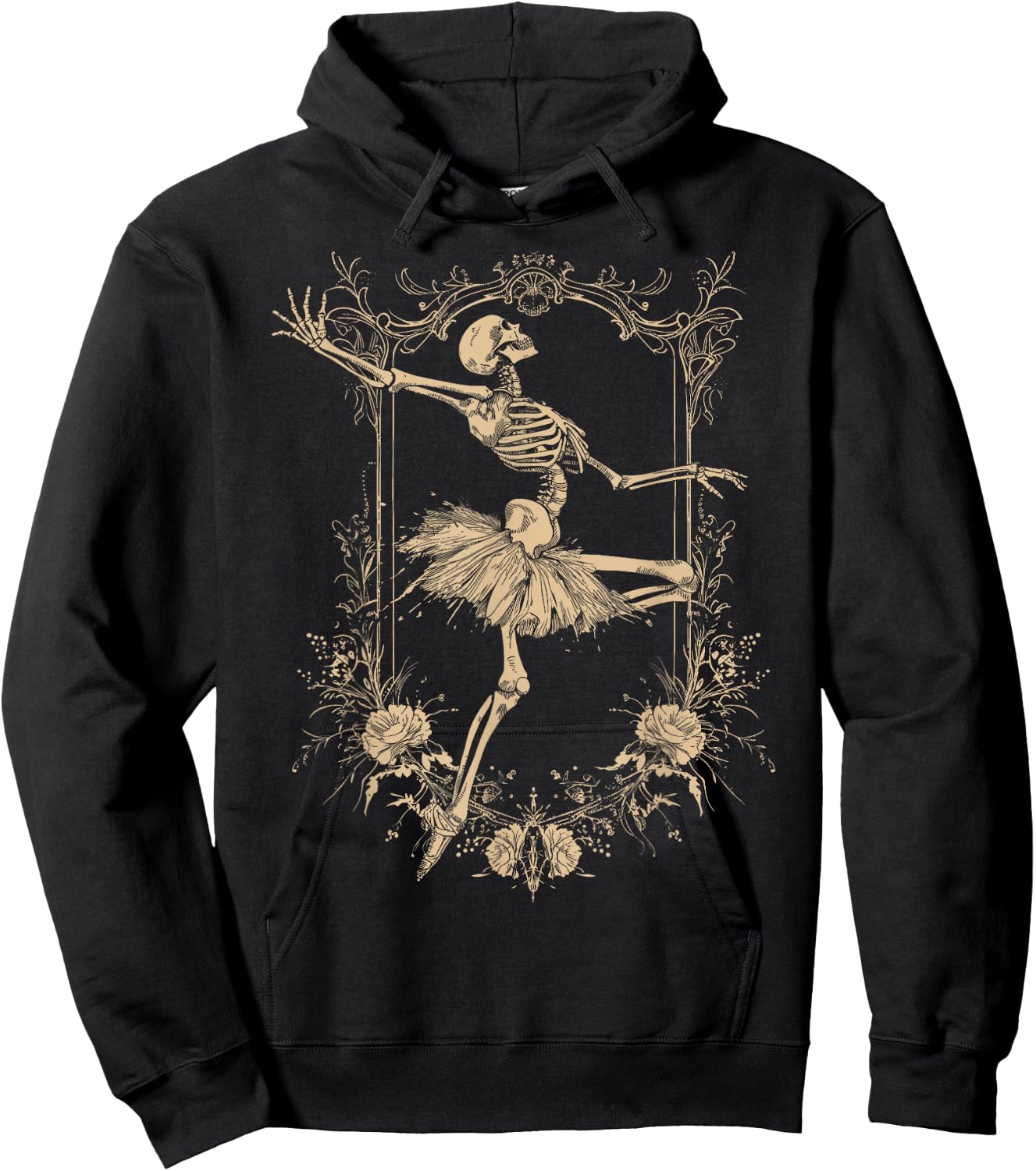 Retro Halloween Dancing Ballerina Skeleton Goth Design Hoodie - Hoodie | Black