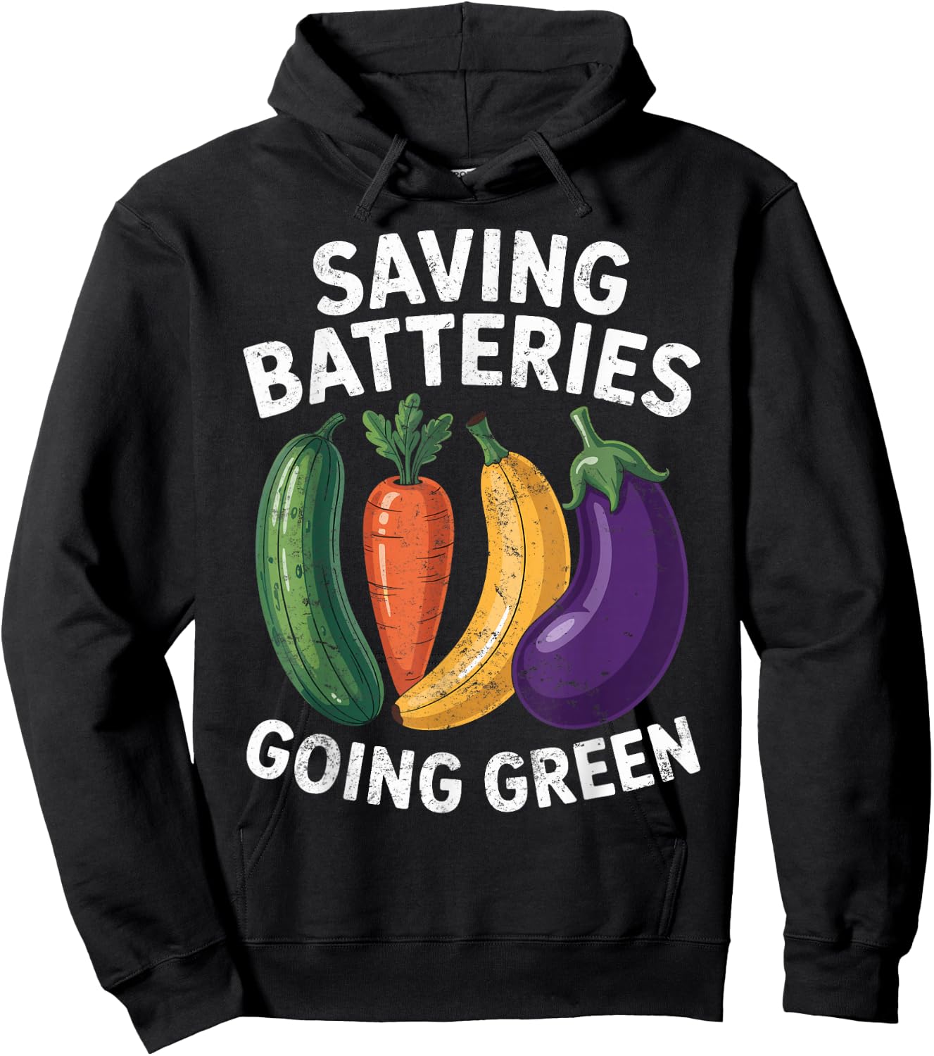 Saving Batteries Going Green Funny Inappropriate Women Retro Hoodie - Hoodie | Black