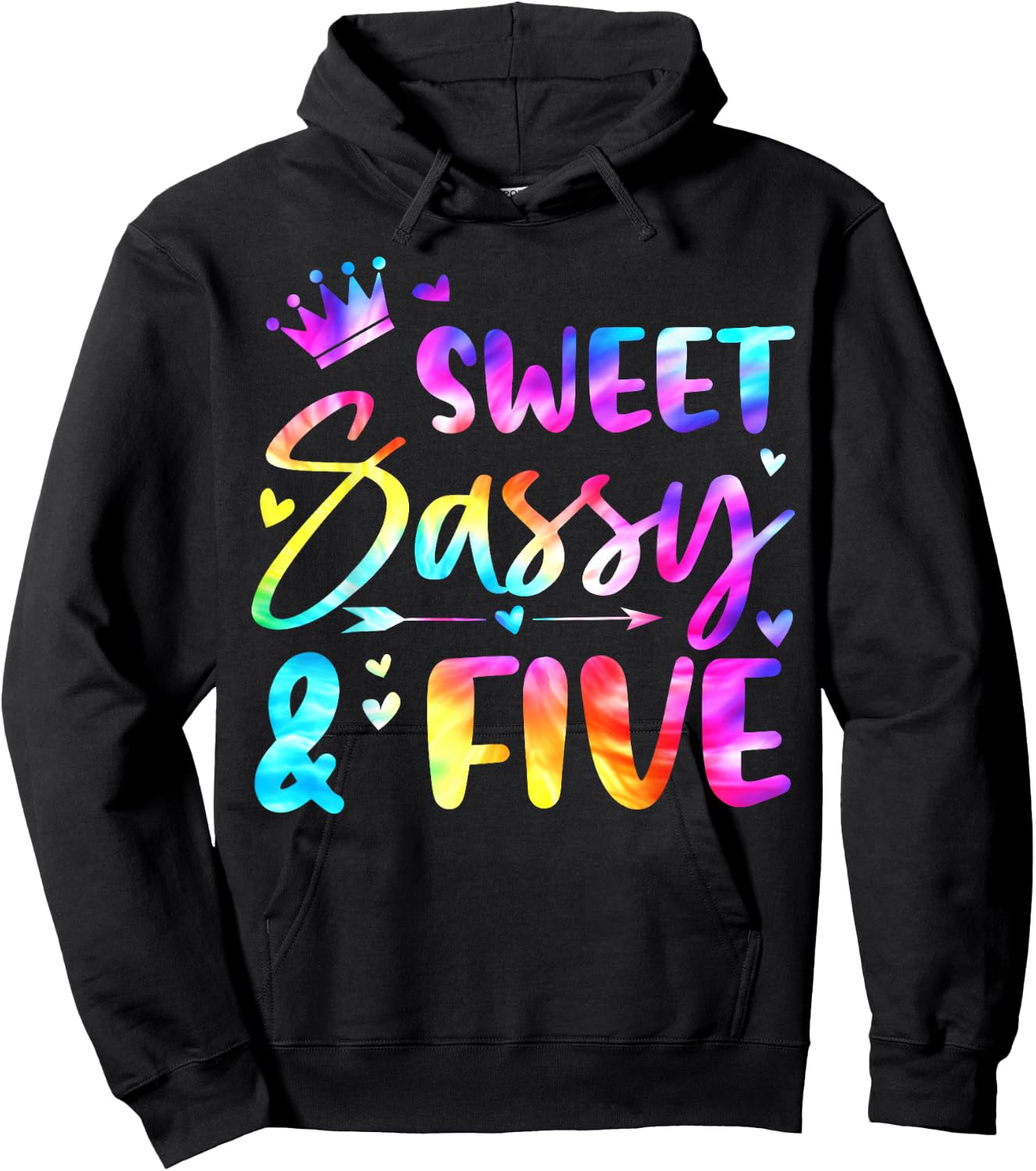 Sweet Sassy And Five Tie Dye 5th Bday 5 Years Old Hoodie - Hoodie | Black