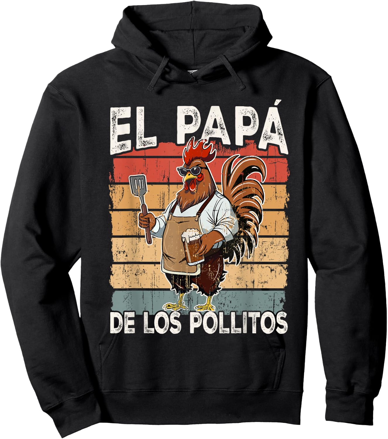 El Papa de lo pollitos funny Spanish Dia del Padre Hoodie - Hoodie | Black