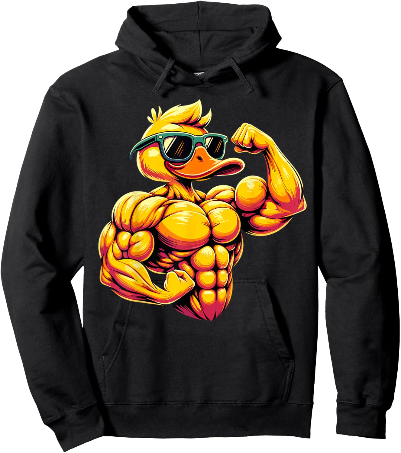 Muscular Duck Bodybuilder Rubber Duck Hoodie - Hoodie | Black