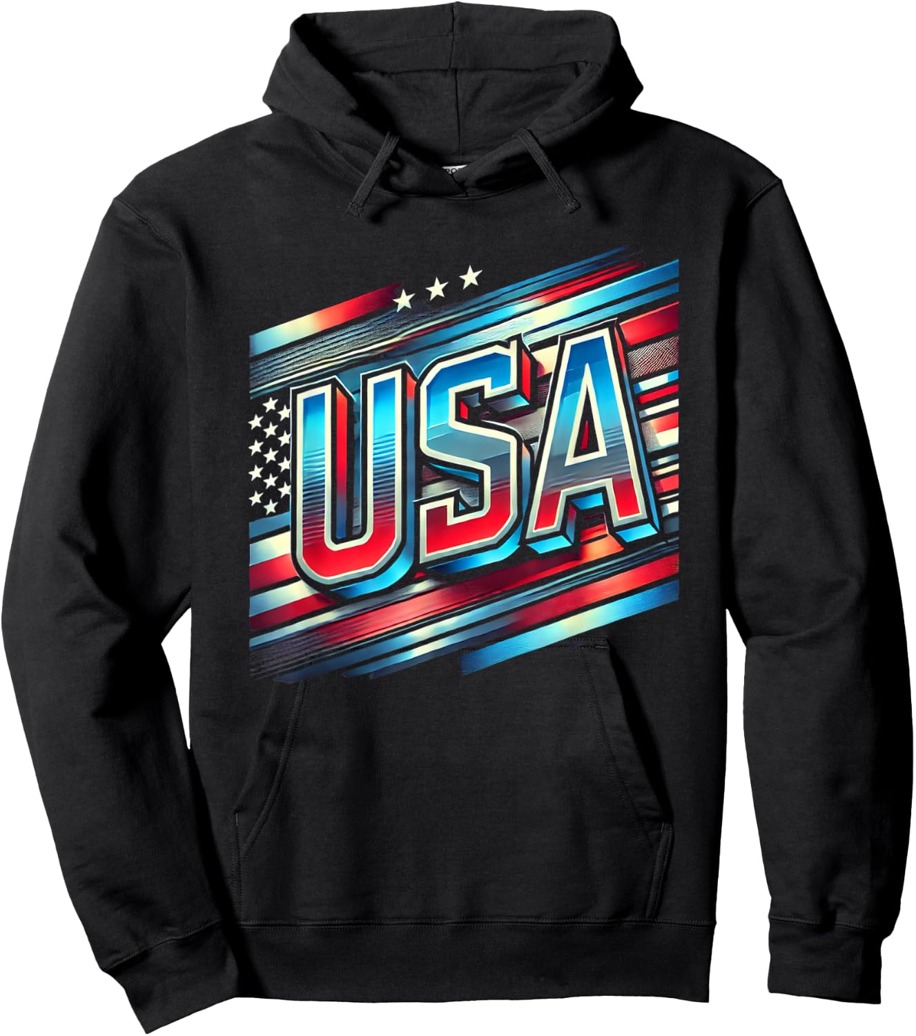 USA American Flag Patriotic Design Men Hoodie - Hoodie | Black