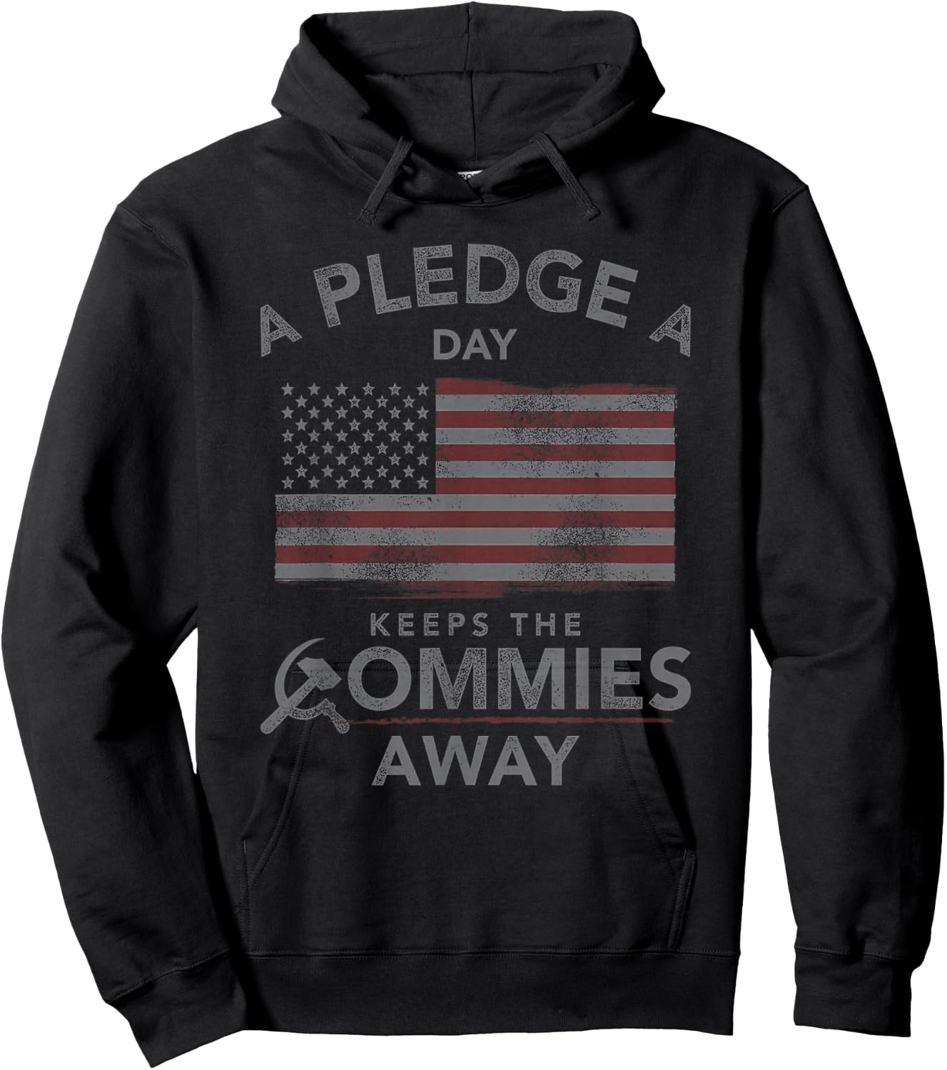 A Pledge A Day Keeps The Commies Away American Flag Hoodie - Hoodie | Black