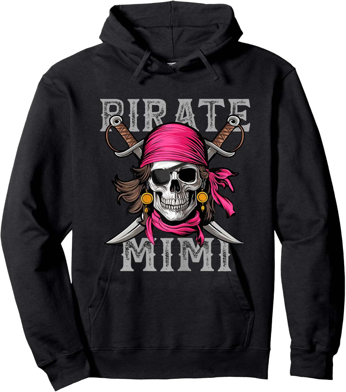 Funny Pirate Mimi Skull Halloween Costumes Family Matching Hoodie - Hoodie | Black