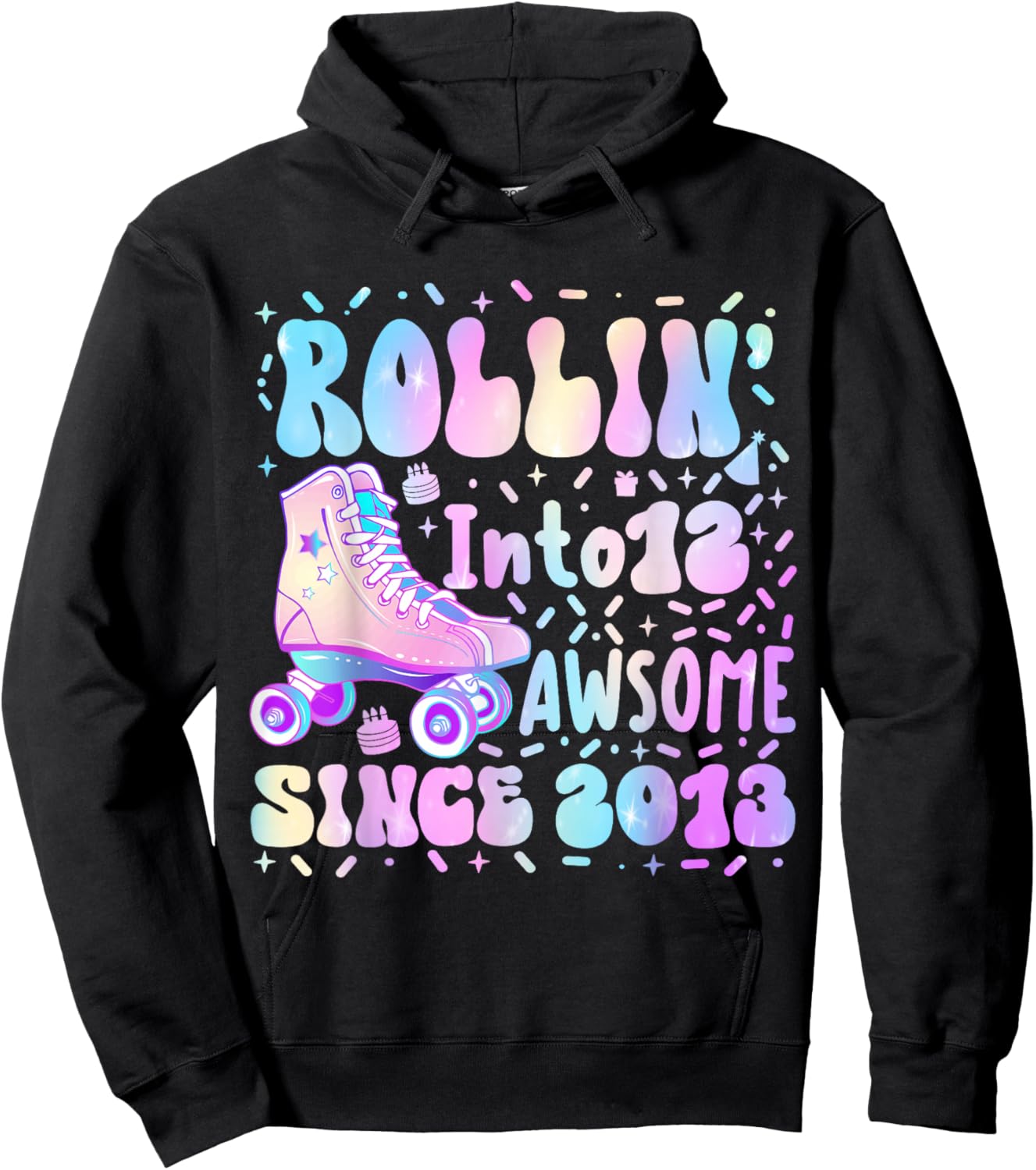 Roller Skating 12th Birthday Rolling Into 12 Since 2013 Girl Hoodie - Hoodie | Black