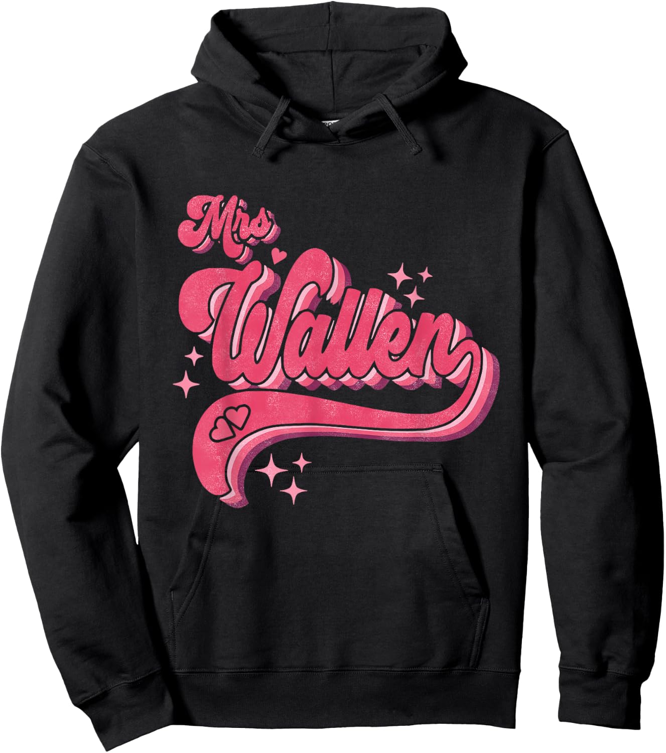 Cute Retro Pink Vintage Funny Name Future Mrs Wallen Hoodie - Hoodie | Black
