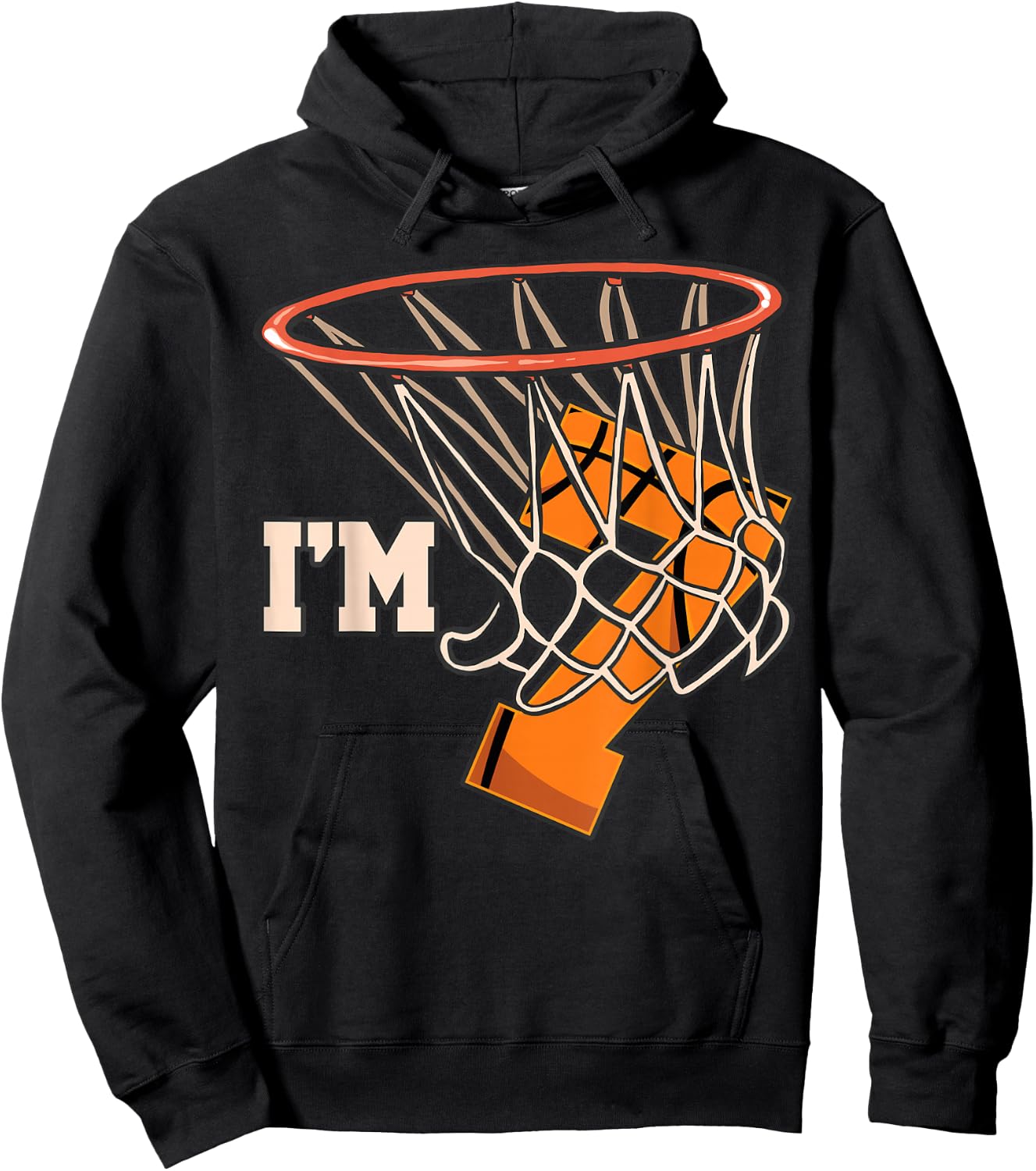 I'm 7 Basketball Theme Birthday Party Celebration 7th Hoodie - Hoodie | Black